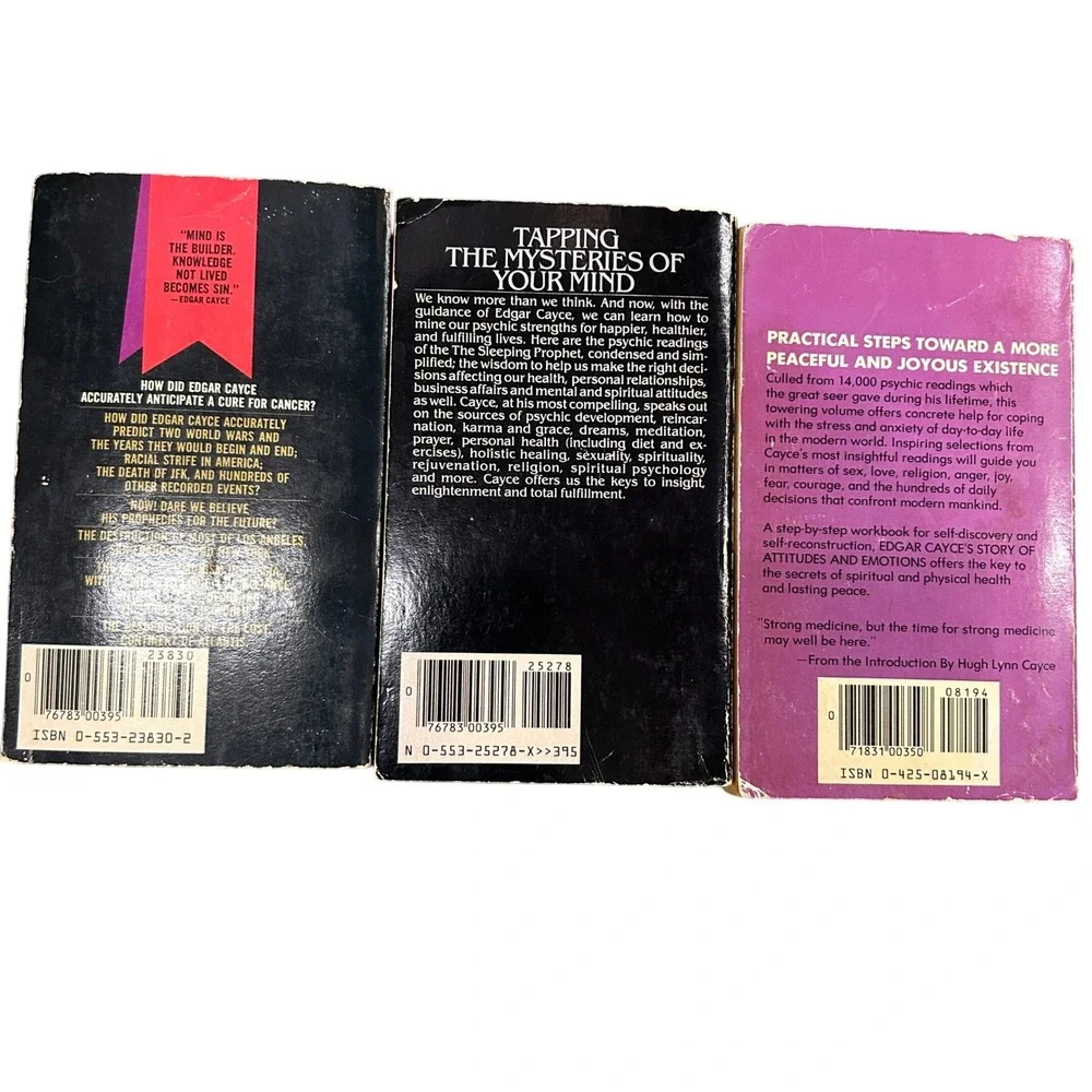 Edgar Cayce Vintage Paperback 3 Books Black Purple Metaphysical New Age Occult